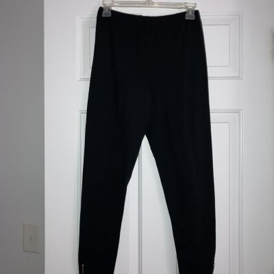 GAP Womans Black Leggings Skinny Size L Bottom Leg Metal Zippers Style